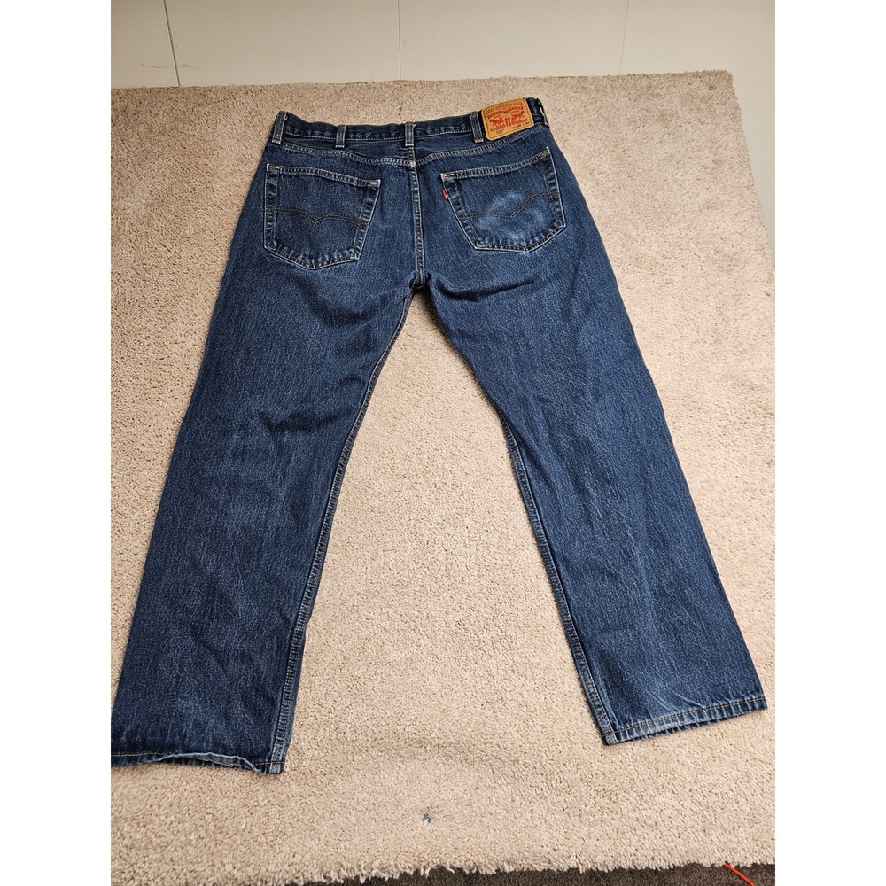 Levis 505 Regular Fit Straight Leg Jeans Mens 38x30 Medium Wash Blue Cotton - Picture 5 of 8